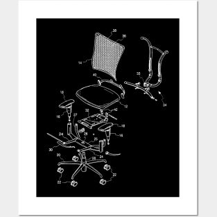 Office Rolling Chair Exploded No 1White Posters and Art